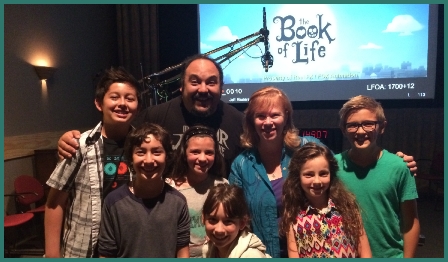 The Book Of Life Director Jorge Gutierrez with Lynnanne Zager during ADR